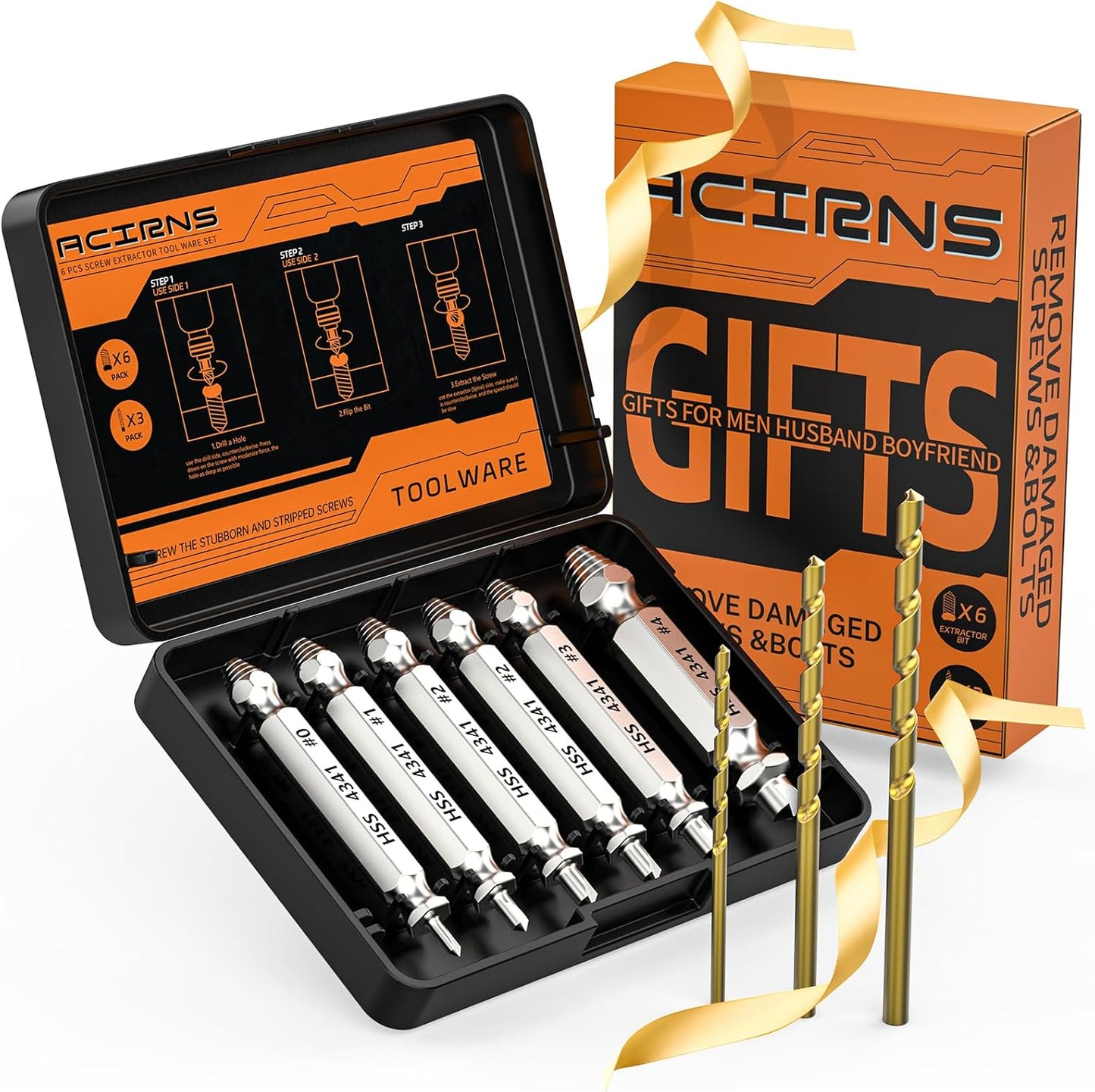 9 Pcs Damaged Screw Extractor Set,White Elephant Gifts for Adults Dad,Christmas Stocking Stuffers for Adults Men Him