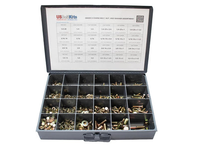 1250-Piece Grade 8 Hardware Kit - Heavy Duty Bolt & Nut Assortment (1/4"-3/4" SAE) with Washers - Industrial Strength Fastener Set in Storage Case