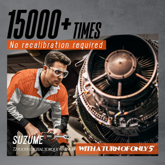 Digital Torque Wrench 3/8 Drive (4.9-99.6 Ft. Lb/ 6.6-135 N.m)±2% High Accuracy Digital Torque Wrench with Buzzer and LED Flash