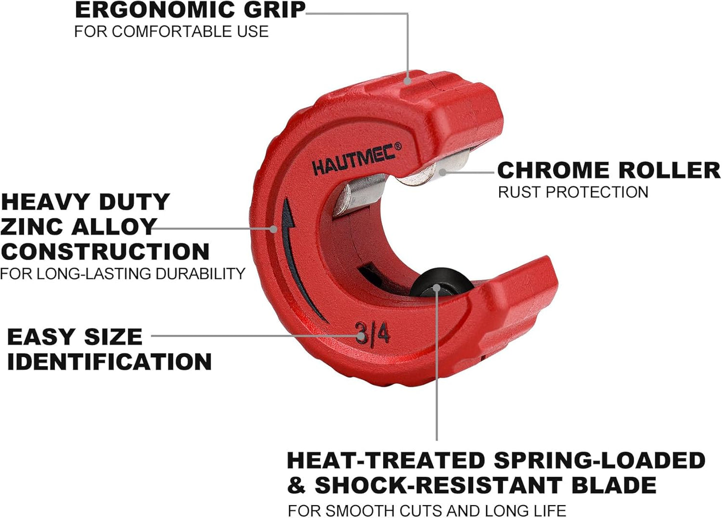 Copper Tubing Cutter Set 3 PCS Copper Pipe Cutter Tool, In Portable Storage Case, Includes 1/2 in., 3/4 in., and 1 in. Cutters, Reaming Pen, 3 Spare Cutting Wheels