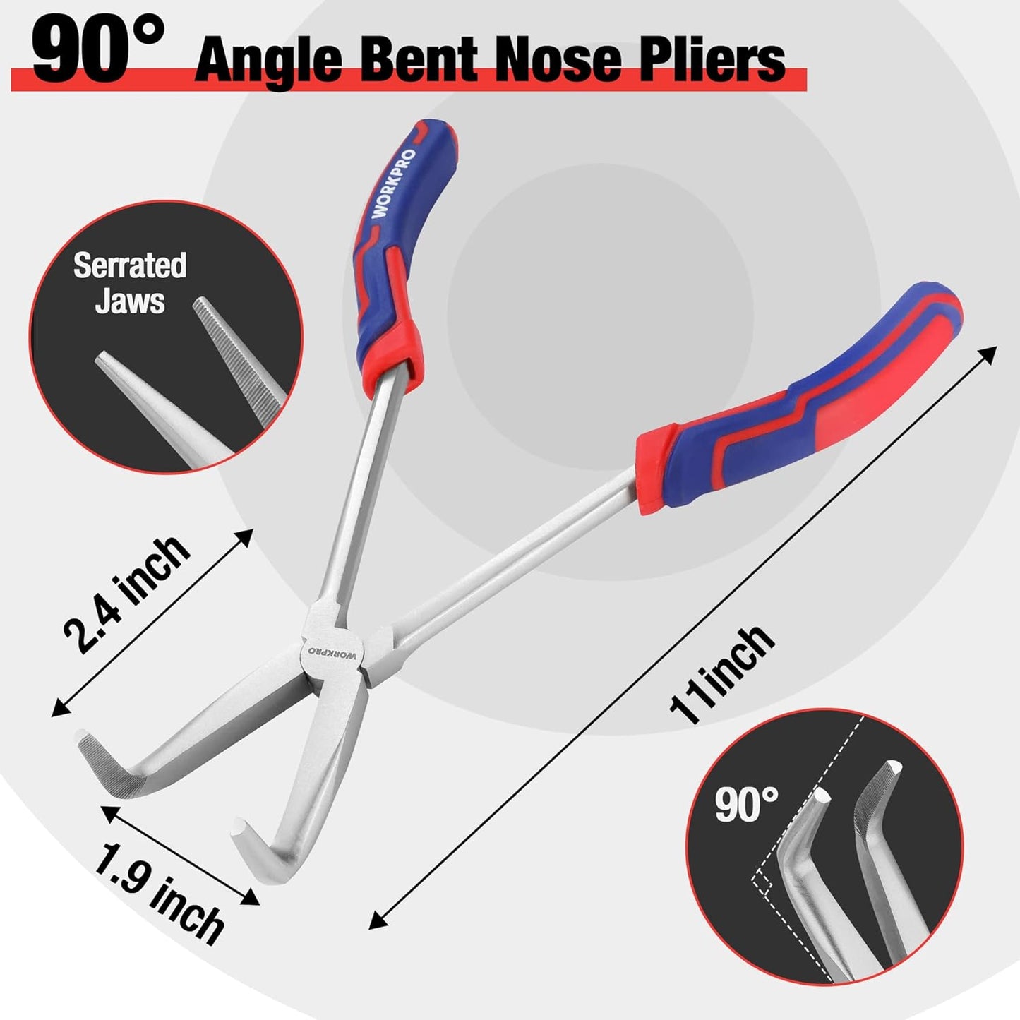 WORKPRO 11-Inch Long Reach Needle Nose Pliers – Straight & Bent Tip Set for Precision Gripping in Confined Spaces