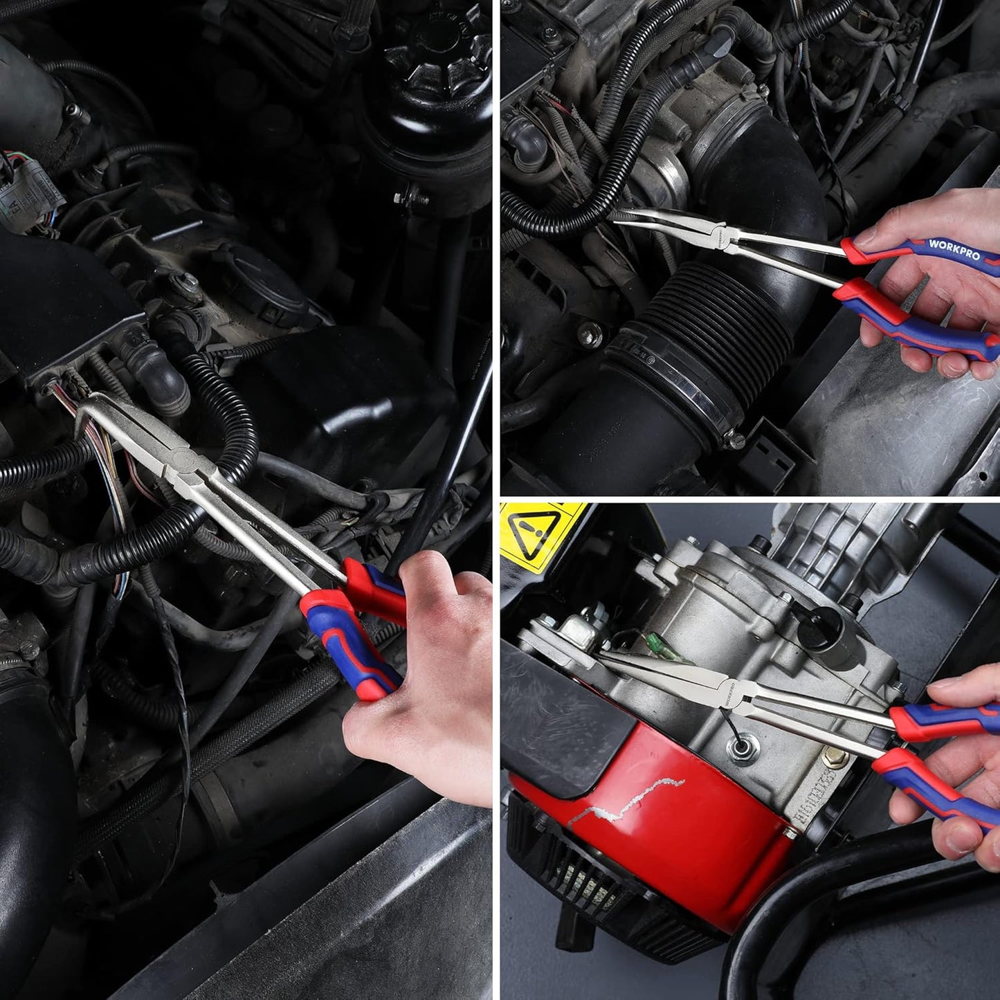 WORKPRO 11-Inch Long Reach Needle Nose Pliers – Straight & Bent Tip Set for Precision Gripping in Confined Spaces